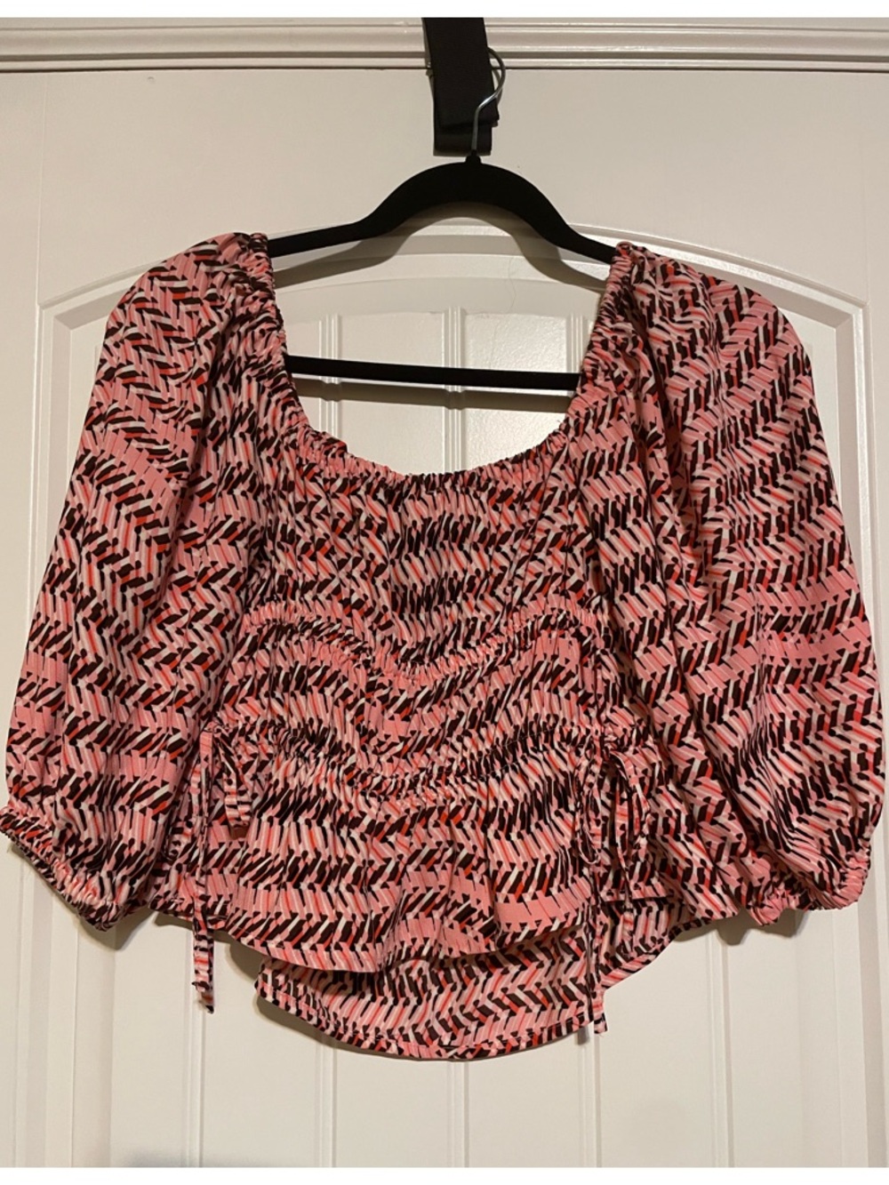 Open Edit Pink Patterned Square-Neck Top - Picture 3 of 6